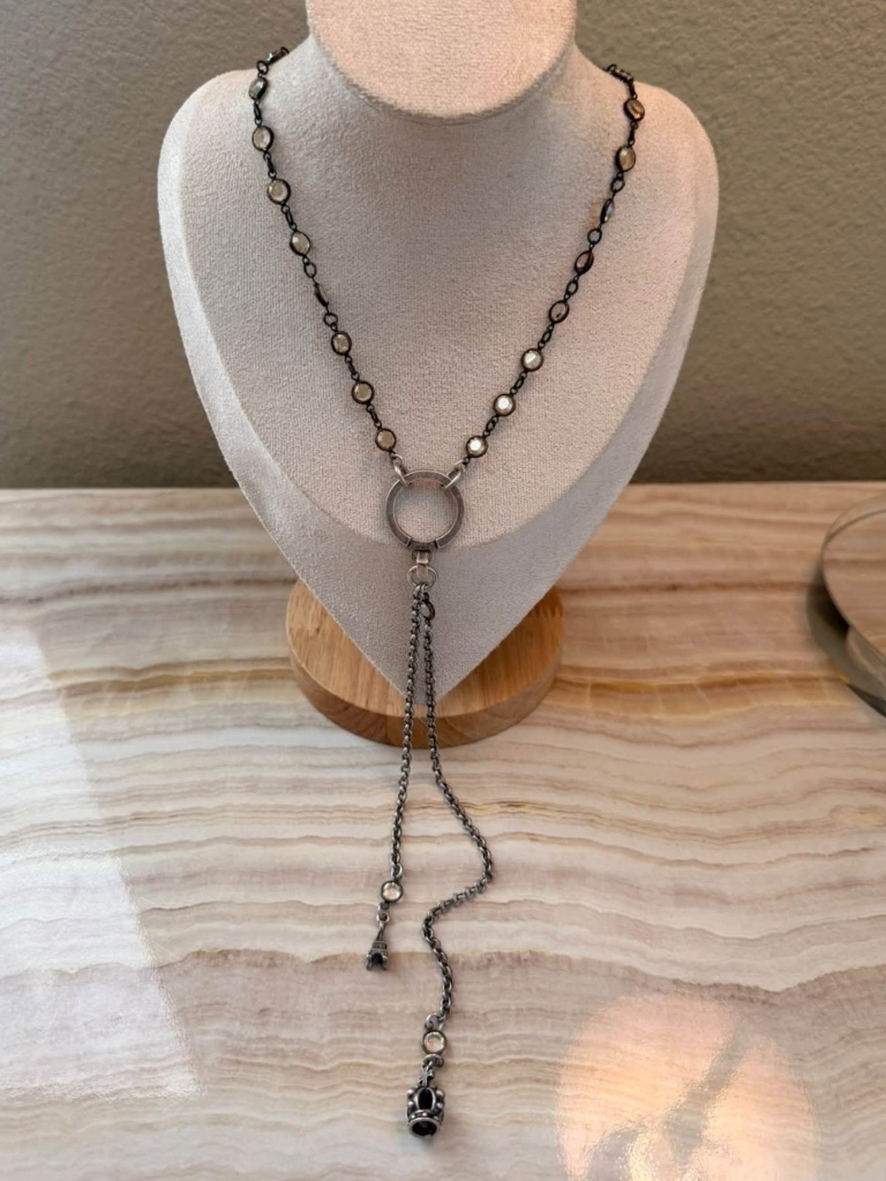 French Kande Vintage Swarovski Crystal Y-Necklace
